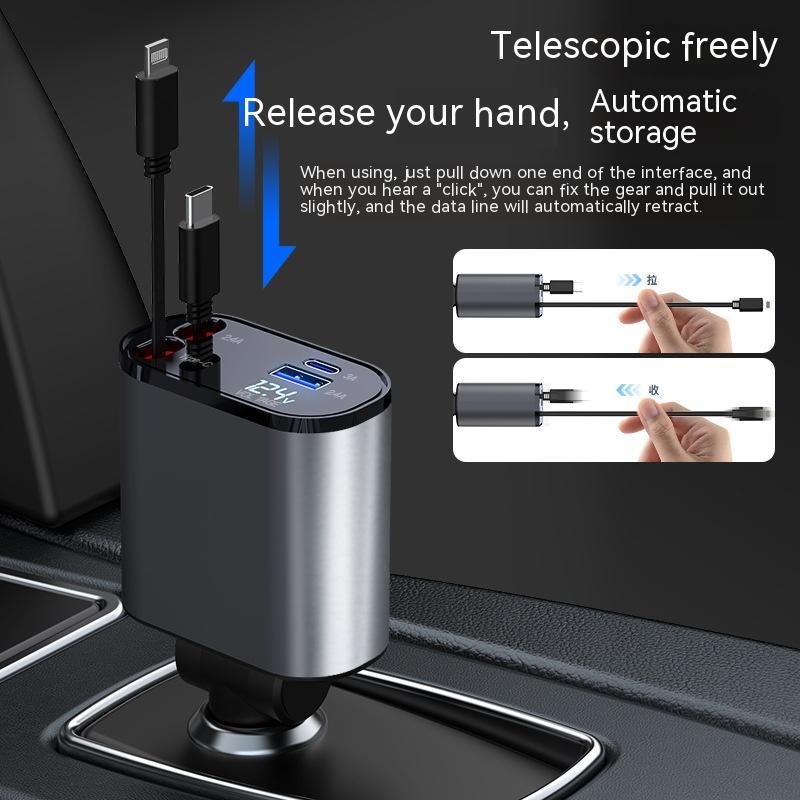 Metall-Autoladegerät 100W Superschnellladung Kfz-Zigarettenanzünder USB- und Typ-C-Adapter