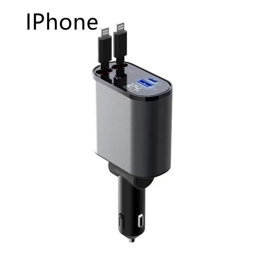 Metall-Autoladegerät 100W Superschnellladung Kfz-Zigarettenanzünder USB- und Typ-C-Adapter
