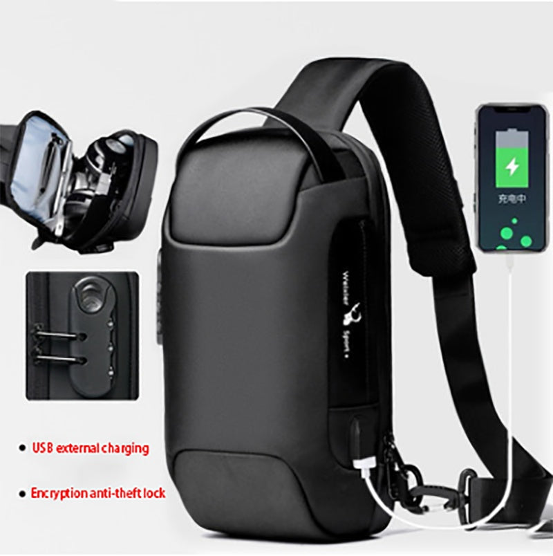 Wasserdichte USB-Diebstahlsicherung, Herren-Umhängetasche aus Oxford-Gewebe, multifunktionale Kurzreisetasche, Messenger-Brusttasche