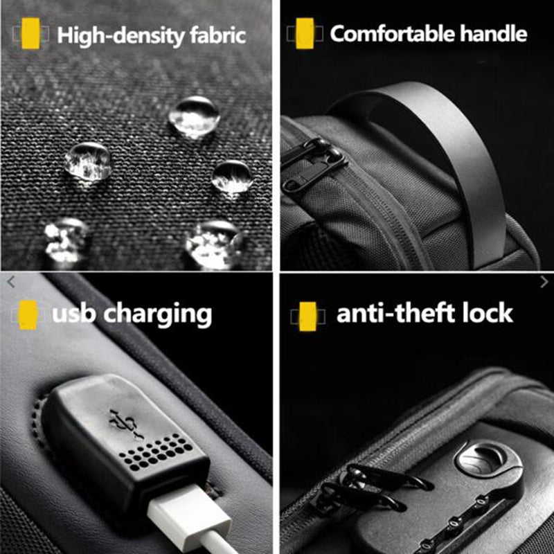 Wasserdichte USB-Diebstahlsicherung, Herren-Umhängetasche aus Oxford-Gewebe, multifunktionale Kurzreisetasche, Messenger-Brusttasche