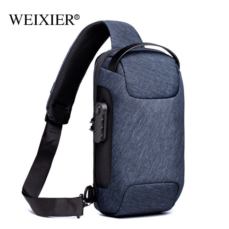 Wasserdichte USB-Diebstahlsicherung, Herren-Umhängetasche aus Oxford-Gewebe, multifunktionale Kurzreisetasche, Messenger-Brusttasche