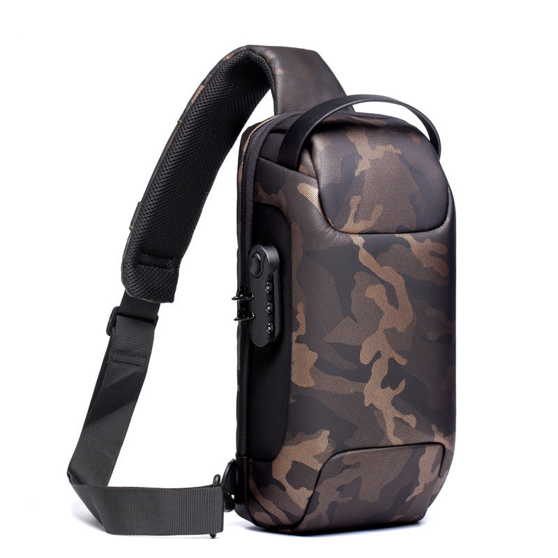 Wasserdichte USB-Diebstahlsicherung, Herren-Umhängetasche aus Oxford-Gewebe, multifunktionale Kurzreisetasche, Messenger-Brusttasche