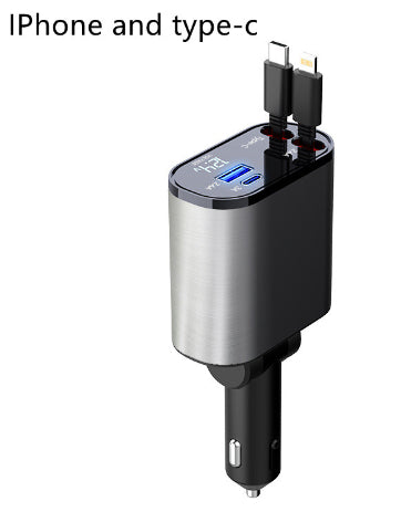Metall-Autoladegerät 100W Superschnellladung Kfz-Zigarettenanzünder USB- und Typ-C-Adapter