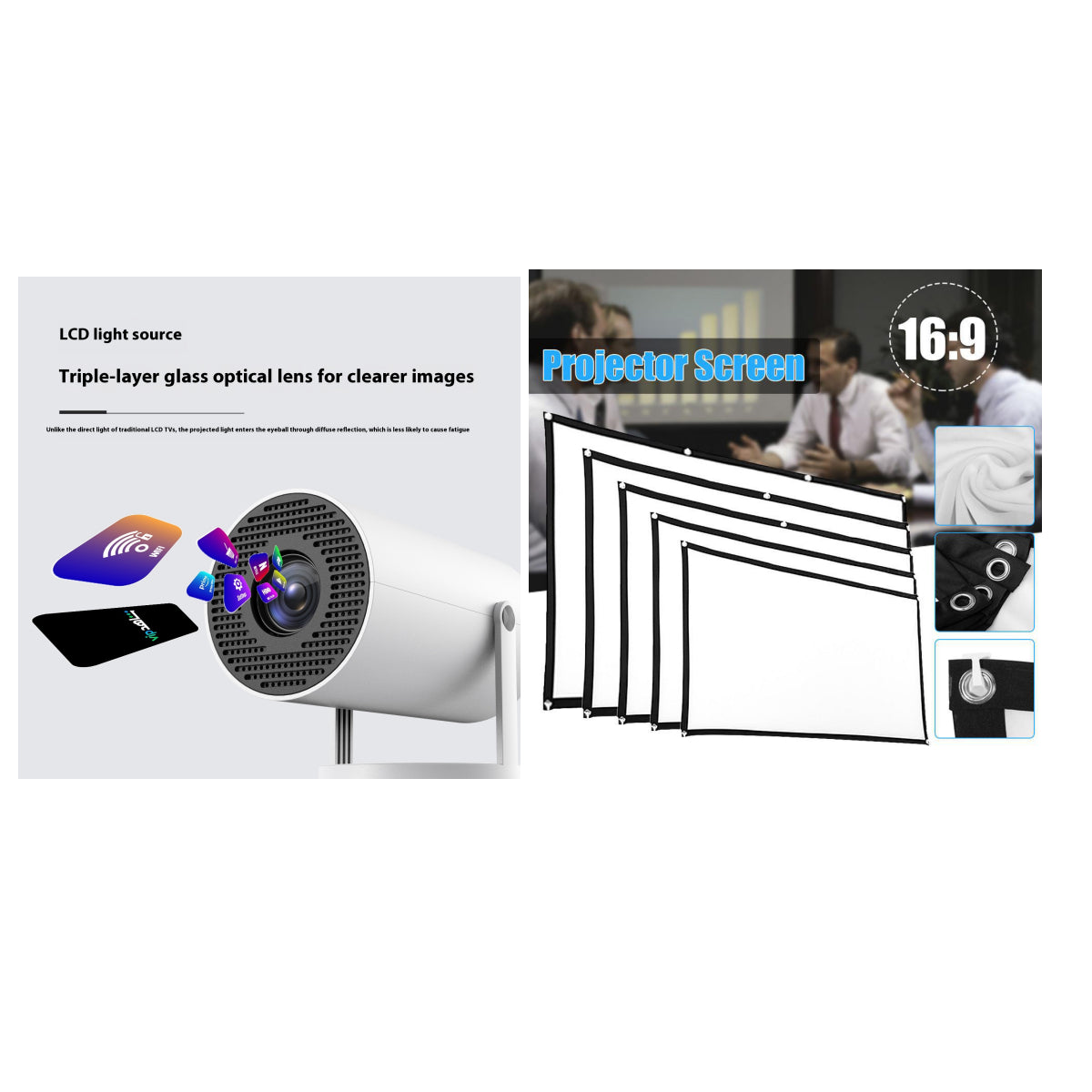Tragbarer, kleiner Projektor mit geradem Projektionswinkel für den Heimgebrauch, 180 Grad Projektionswinkel, automatischer Fokus, Heimvideoprojektor