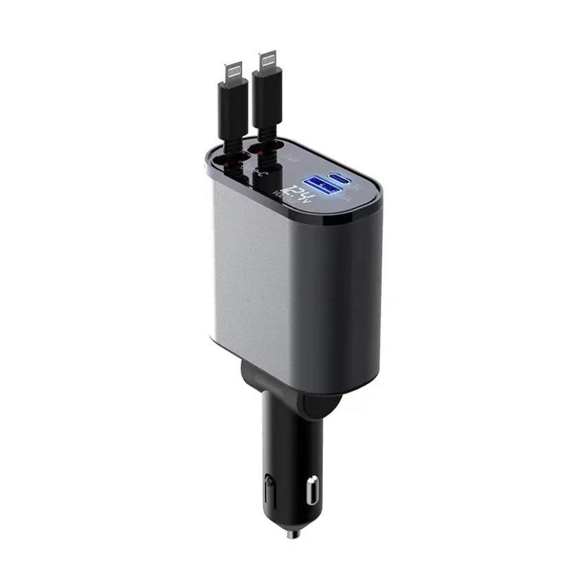 Metall-Autoladegerät 100W Superschnellladung Kfz-Zigarettenanzünder USB- und Typ-C-Adapter