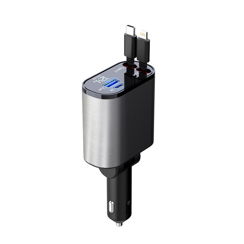 Metall-Autoladegerät 100W Superschnellladung Kfz-Zigarettenanzünder USB- und Typ-C-Adapter